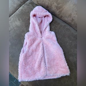 Wonder Nation Pink Faux Fur Hooded Vest, Size 3T; Button Close Lined